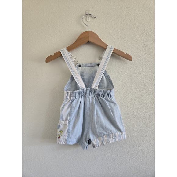 Infant Vintage Oshkosh Light Wash Beach Shortalls - Picture 3 of 5